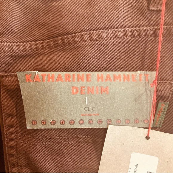 KATHARINE HAMNETT Sz 32 Tapered Slim Leg High Rise Jeans in Brown NWT - Picture 5 of 11